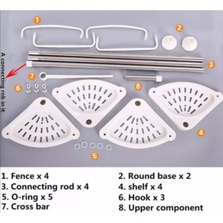 ชั้นวางของในห้องน้ำ ชั้นวางstainless ไม่ต้องเจาะกำแพง 4ชั้น แขวนผ้าได้