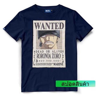 เสื้อยืดวันพีช One piece--NV WANTED ZOLO สีกรม