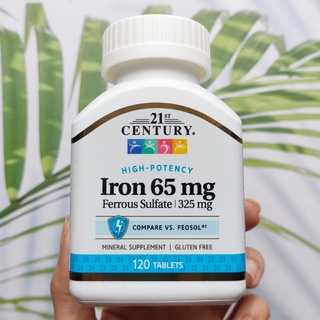 ธาตุเหล็ก High potency Iron 65 mg 120 Tablets (21st Century®) ช่วยสร้างเม็ดเลือดแดง ป้องกันโรคโลหิตจาง