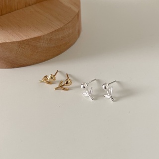 A.piece  *Last chance to buy* A.piece ต่างหูเงินแท้ [all silver 925] tulip stud earrings(67)