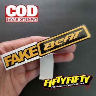 สติกเกอร์ พิมพ์ลาย FAKE BEAT กันน้ํามันวาว สําหรับติดตกแต่งหมวกกันน็อค รถจักรยานยนต์ รถยนต์