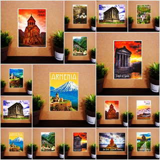 แม่เหล็กติดตู้เย็น อาเมเนีย แอดอรร่า 2×3 นิ้ว ของฝาก ของที่่ระลึก Souvenir Fridge magnet Armenia Andorra Vintage SET A