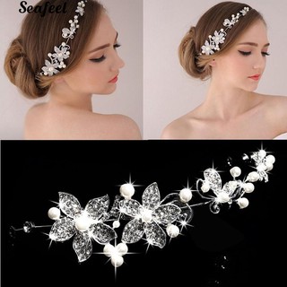 ที่คาดผมประดับดอกไม้ Rhinestone สำหรับผู้หญิง