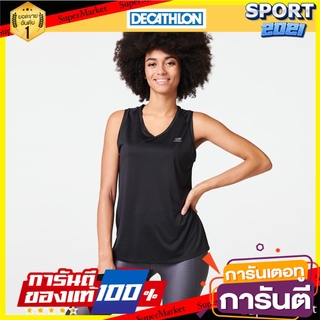 เสื้อกล้ามผู้หญิงสำหรับใส่วิ่งจ็อกกิ้งรุ่น RUN DRY (สีดำ) Womens jogging tank top RUN DRY (black)