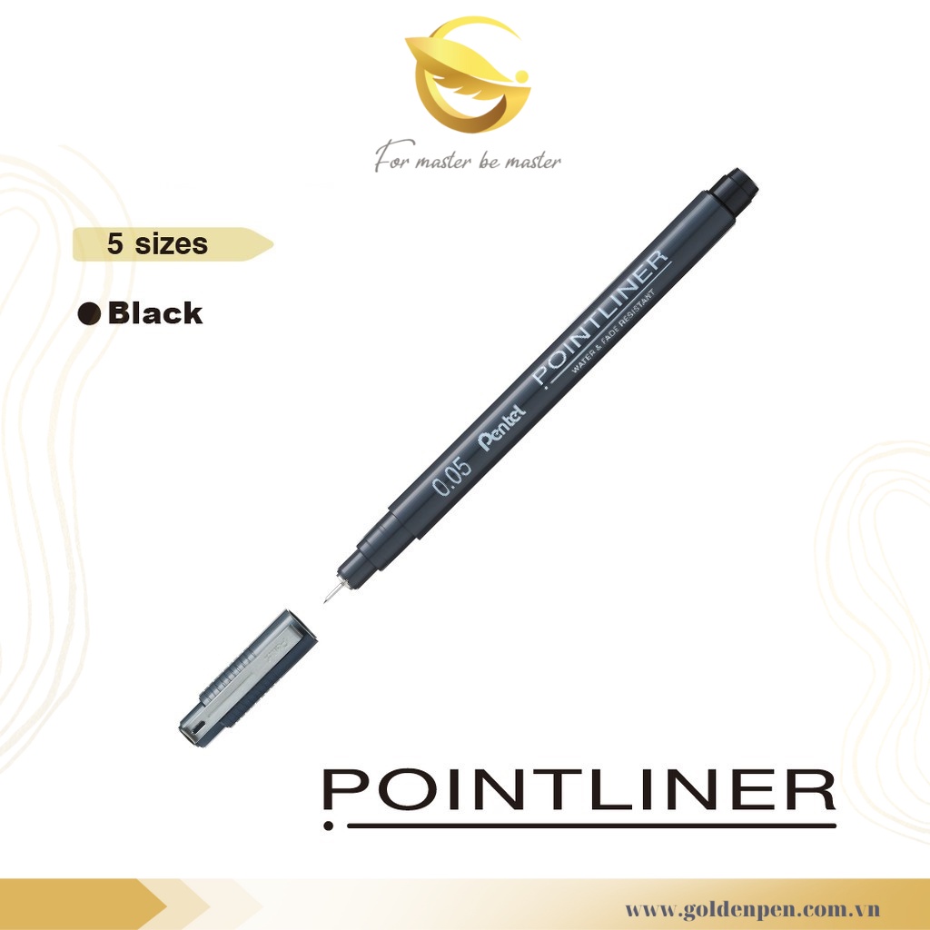 ปากกาหมึกดํา Pointliner Pentel S20P – ขนาดปลายปากกา 5 อัน