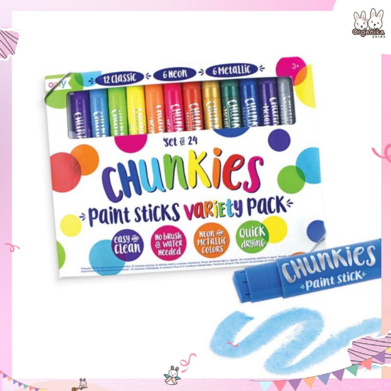 สีด้ามใหญ่เพื่อการหยิบจับสำหรับเด็ก 24 สี CHUNKIES Paint Sticks (ชั๊งกี้ เพ้นท์สติ๊ก) จากแบรนด์ OOLY นำเข้าจากอเมริกา