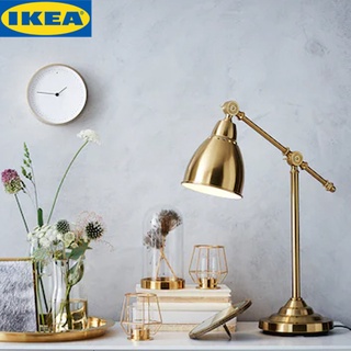 IKEA BAROMETER บารูเมียทเตร์ โคมไฟโต๊ะทำงาน, สีทองเหลือง หลอดไฟแยกจำหน่าย แนะนำให้ใช้หลอด LED E14 หลอดกลมแก้วขุ่น สีขาว