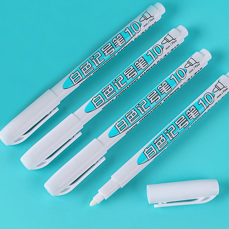 ปากกามาร์กเกอร์ หมึกแห้งเร็ว กันน้ํา ขนาด 1.0 มม. สีขาว สําหรับสํานักงาน โรงเรียน จํานวน 3 ชิ้น