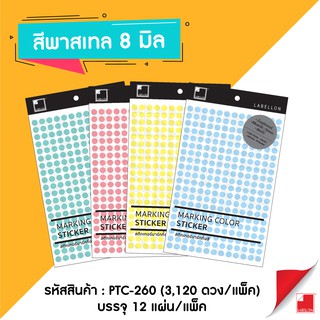 Labellon | Paper Sticker (PTC-260) สติกเกอร์มาร์กกิ้งสีพาสเทล ดวงกลม 8 มิล