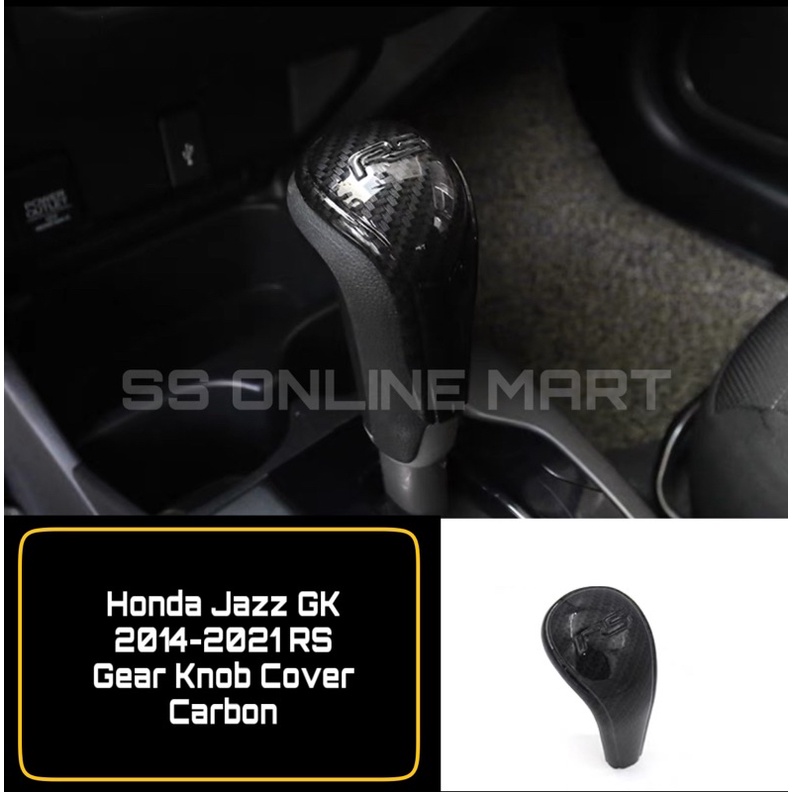 Honda Jazz GK 2014-2021 City 14-19 RS โลโก้ฝาครอบหัวเกียร์อุปกรณ์ตกแต่งภายในคาร์บอนดีไซน์ดู