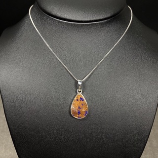 จี้หินเงินแท้ อซูไรต์ ดรูซี่ (Azurite Druzy Pendant with 925 Silver)