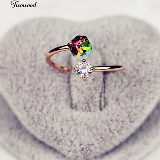 💍แว่นตาหลากสีสัน Rhinestone Engagement Finger Ring ของขวัญสำหรับผู้หญิง