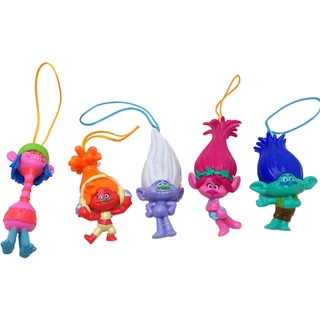 6 ชิ้น / เซต ภาพยนตร์ Dreamworks Trolls ฟิกเกอร์การกระทํา PVC กิ่งไม้ DJ Suki Cooper ตุ๊กตาพวงกุญแจจี้