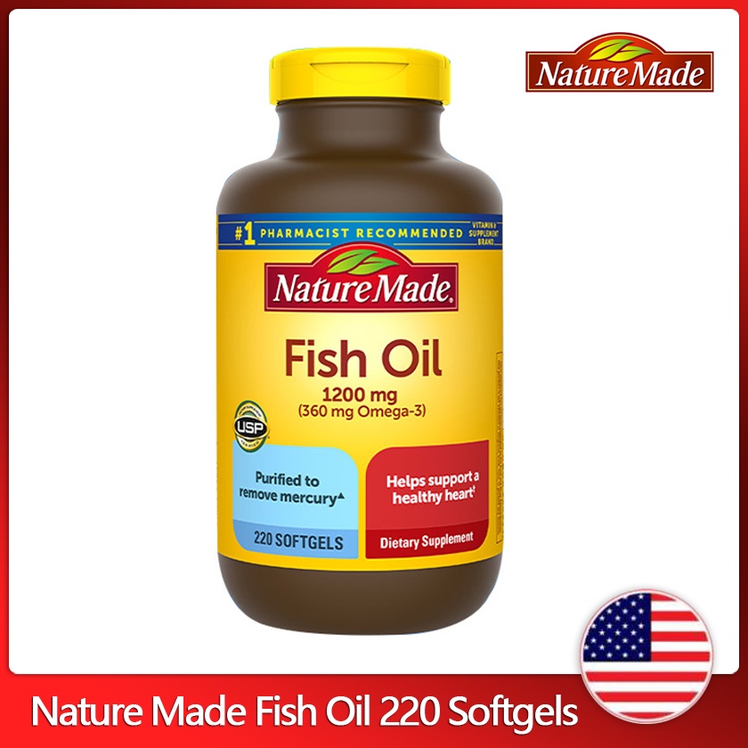 (Exp.02/2026)Nature Made Fish Oil 1200 mg 220 Softgels Nature Made ฟิชออยล์ 220 เม็ด