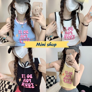 Mini shop🌸พร้อมส่ง🌸(86061) เสื้อกล้ามไหมพรม ลายสกีน สีพาสเทลน่ารักคิ้วๆสุด