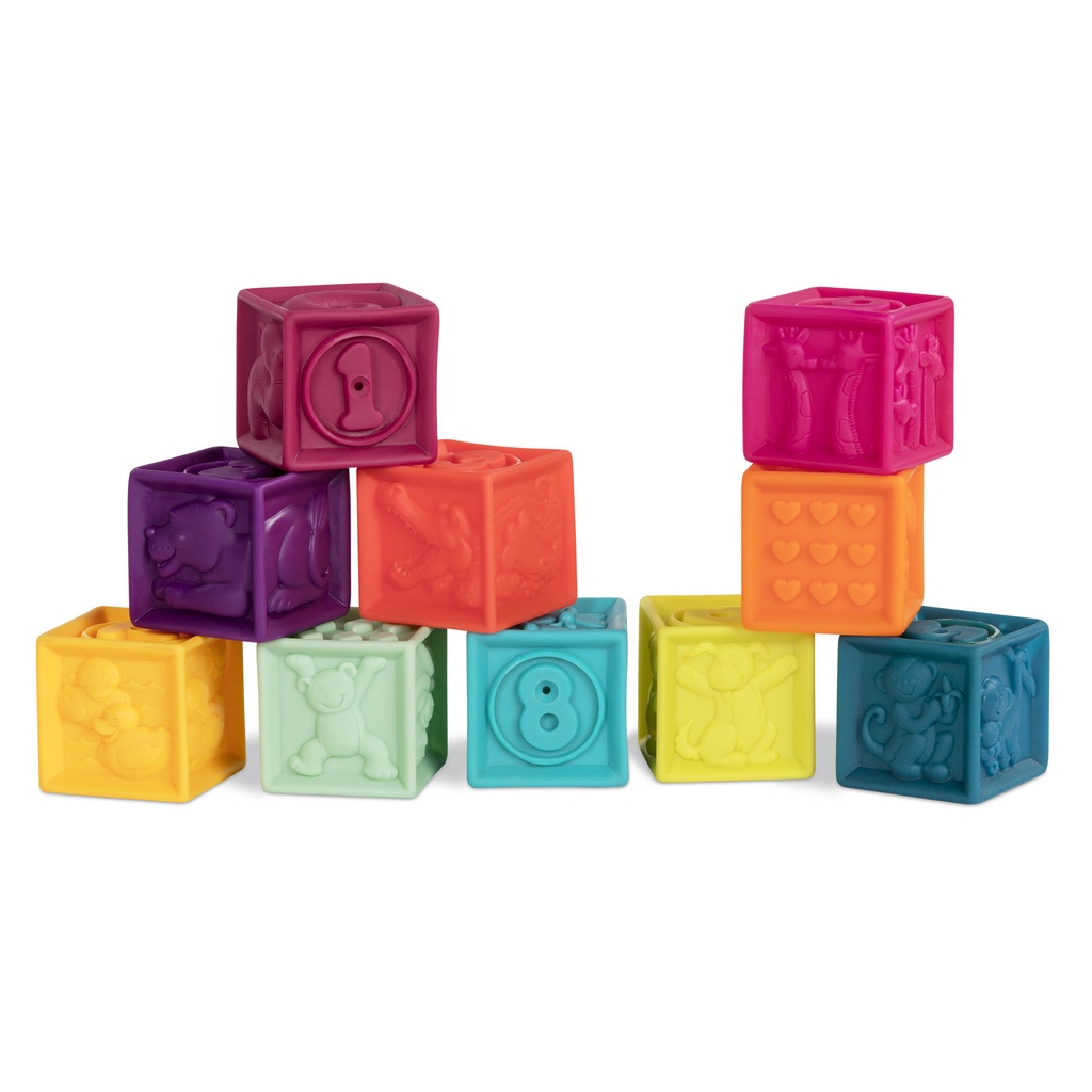 B. TOYS ONE TWO SQUEEZE, SOFT BLOCKS – บล็อคของเล่นแบบนิ่มมาพร้อมกระเป๋าใส่แบบมีหูหิ้ว จำนวน 10 ชิ้น ราคา ถูกที่สุด ดีลบีเคเค รูปภาพหลัก