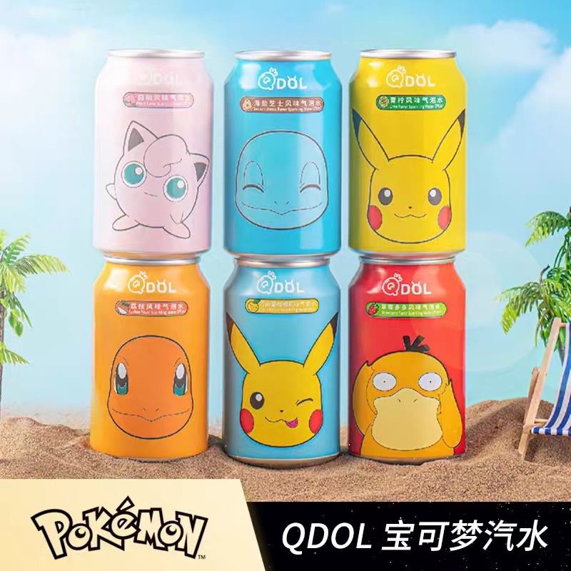 💦 เครื่องดื่มน้ำผลไม้ ผสมโซดา Pokemon สะสมได้ด้วย ขนาด 330 ml.🍓🍊🍋