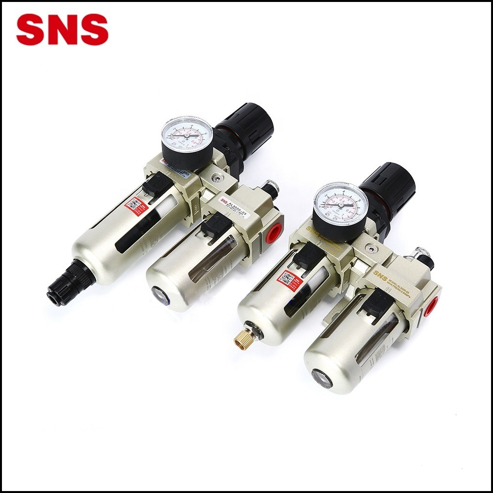 AC-x010 - ชุดกรองลมนิวเมติกส์ 2 ตอน ประกอบด้วย Lubricator(AL)+Air Filter+Regulator (AW) มีขนาดตั่งแต่ 2หุน - 1นิ้ว