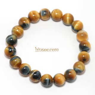 กำไลพลอยตาเสือสีทอง Golden Tiger Eye เนื้อพลอยเกรด AAA ทรงกลมขนาด 10มม. ขนาดข้อมือ 54-57 มม