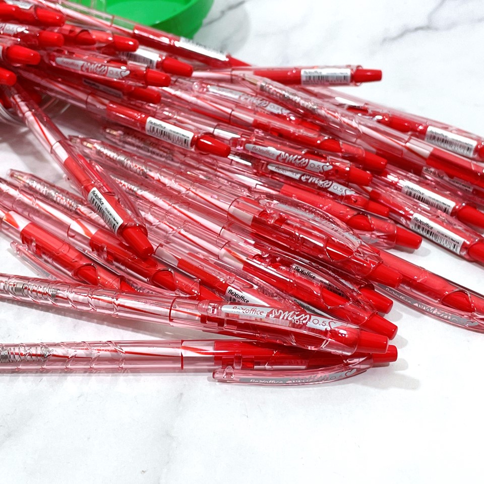 [แพ็คละ 3 ด้าม/6ด้าม/12 ด้าม] ปากกาลูกลื่น Flex Office รุ่น FO-GELB015 ขนาด 0.5 มม. ปากกาหมึกน้ำมัน ปากกา สีน้ำเงิน/แดง - รูปที่ 3