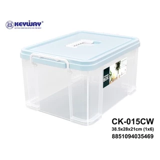 กล่องพลาสติกเหลี่ยมฝาหูหิ้ว (ซ้อนกันได้) รุ่น CK-015CW (✨สีพาสเทล✨)☑️ ใส่A4ได้🔴