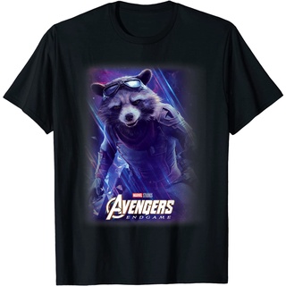 เสื้อยืด ผ้าฝ้าย พิมพ์ลายจรวดอวกาศ Marvel Avengers Endgame Raccoon Galactic สําหรับผู้ชาย