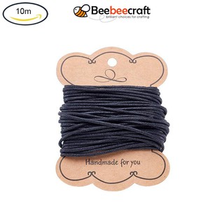 BeeBeecraft 10m Black Cotton Polyester Waxed Cord Macrame String Linen Thread Wire