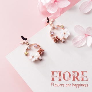 Fiore Earrings ต่างหูเงินแท้ จัดส่งฟรี