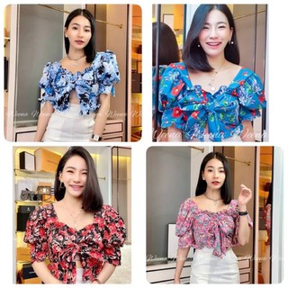 สอบถามสีก่อนสั่งซื้อ❌#เสื้อครอปแขนพอง #ผูกอกเป็นโบว์ได้เองเลยคะ#ผ้าชีฟองลายดอก#ผ้าซาร่าพิมพ์ลาย #ผ้าเนื้อดี สีสวยมาก .