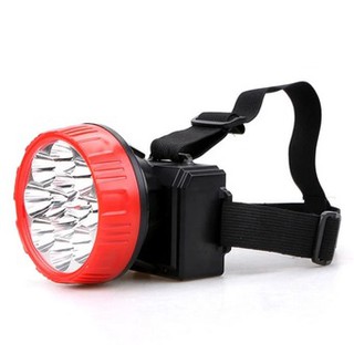 ไฟฉายคาดศรีษะแบตเตอรี่ในตัวชาร์จไฟได้ LED 12ดวง - สีดำ/แดง