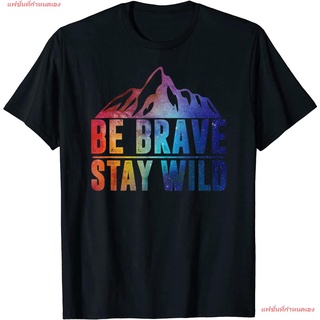 เสื้อยืดโอเวอร์ไซส์แฟชั่นที่กำหนดเอง BE BRAVE STAY WILD Camping Hiking Nature Wilderness Lover T-Shirt ผู้ชาย เสื้อยืด พ