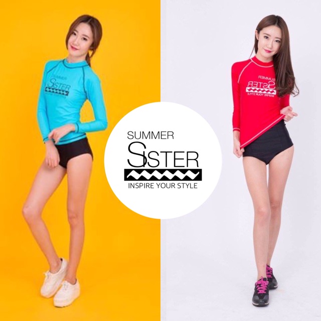 SALE ชุดว่ายน้ำกันยูวี เสื้อตัวยาวแขนยาว + กางเกงเอวสูงขาเว้า (Size S) by SummerSister