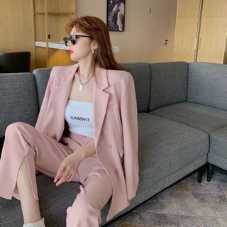 พร้อมส่ง🪴Blazer เสื้อสูท กางเกงเอวสูง สูทสีชมพู สูทสีฟ้า สูท เบลเซอร์ ชุดทำงาน เสื้อผ้าสไตล์เกาหลี