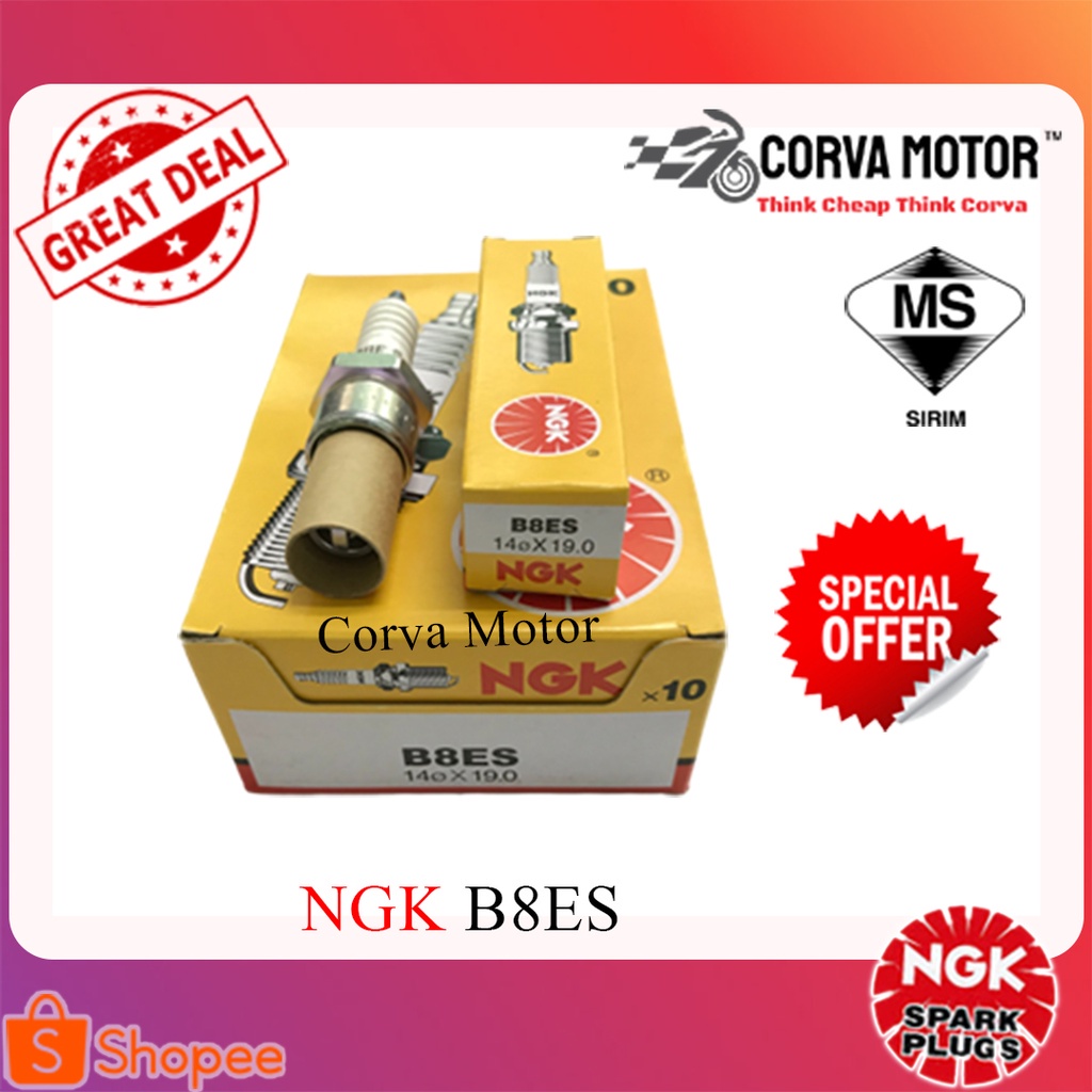 มอเตอร์ Corva Ngk ปลั๊กมอเตอร์ B8Es Palam Pencuh Ngk B8Es สําหรับ Y125Z, Rxz
