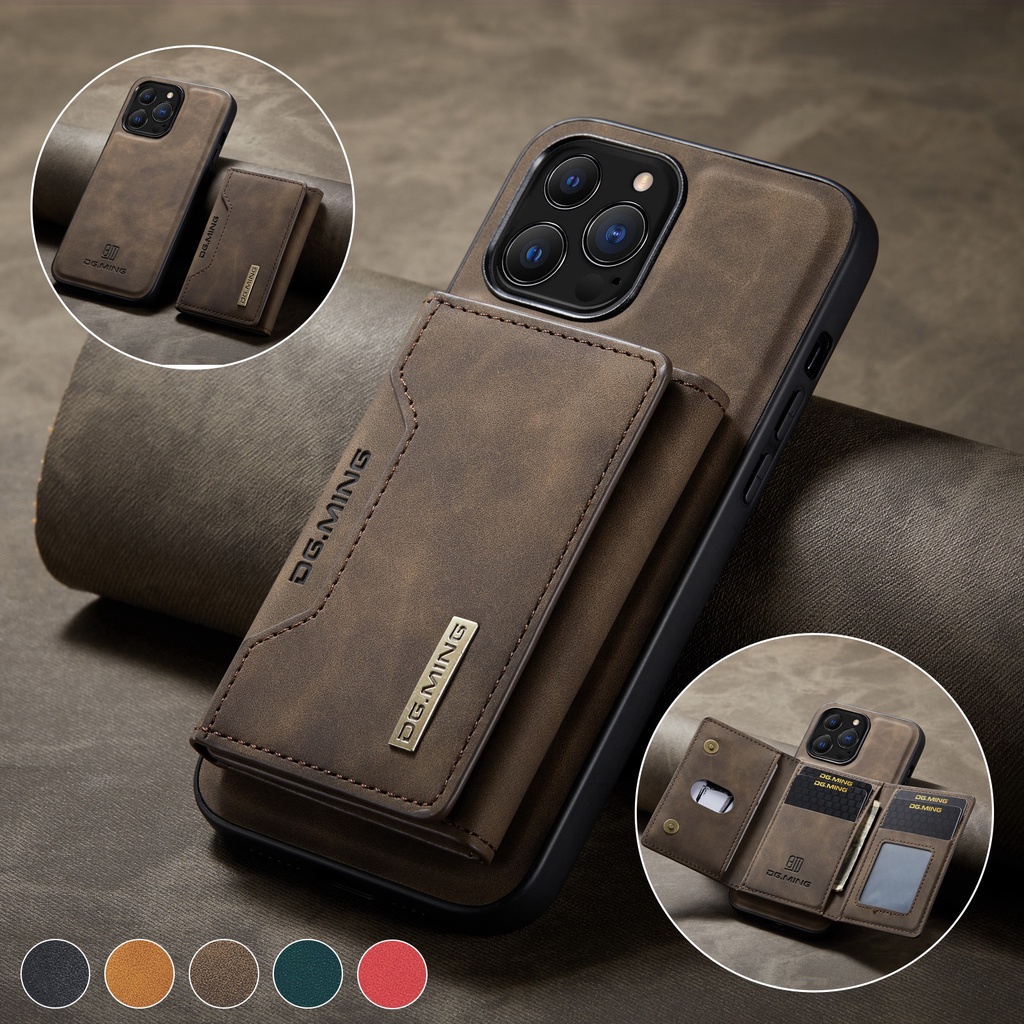 กระเป๋าสตางค์หนังสําหรับ iPhone 15 14 Plus 13 16 Pro Max เคสโทรศัพท์พร้อมที่ใส่บัตรแม่เหล็ก