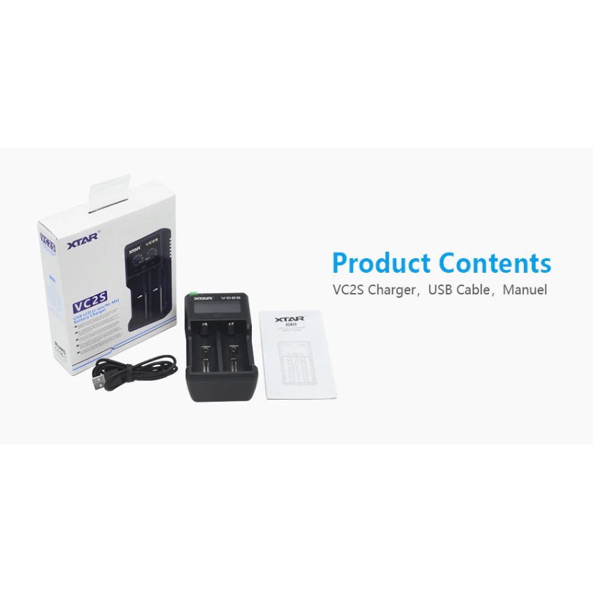 เครื่องชาร์จเปล่า XTAR VC2S หน้าจอ LCD แบตเตอรี่ชาร์จ USB Charger & PowerBank ของแท้ โค้ดเช็คได้