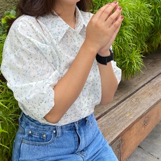 tiny0031 Bloom Blouse 🌿 เสื้อเชิ้ตคอปกแขนสามส่วน