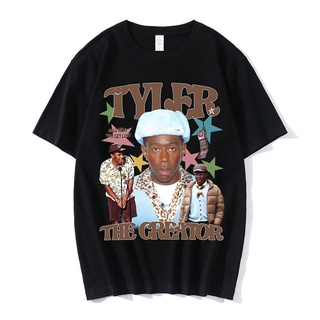 เสื้อยืดผ้าฝ้ายพิมพ์ลายเสื้อยืด พิมพ์ลายกราฟฟิค Rapper Tyler The Creator ทรงหลวม สีดํา สไตล์เรโทร สําหรับผู้หญิง S-4XL