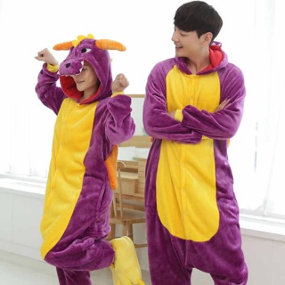 ชุดมาสคอต มังกรม่วง ชุดก็อตจิ Onesie (ไม่รวมรองเท้า)