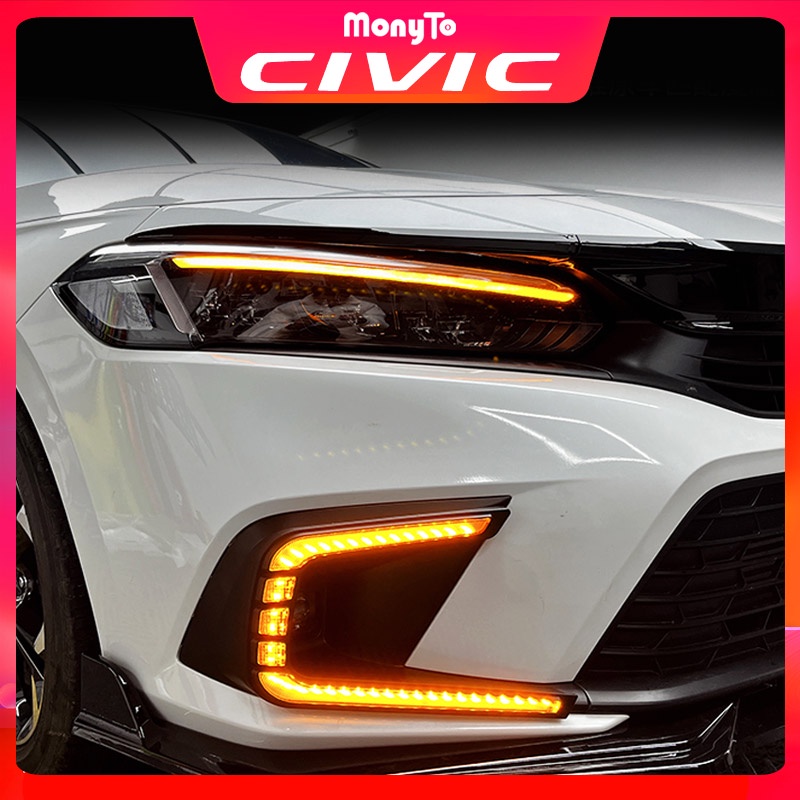 ไฟตัดหมอก LED DRL สีขาว เหลือง ฟ้า สําหรับรถยนต์ Honda Civic FE 2022 2023 11Th
