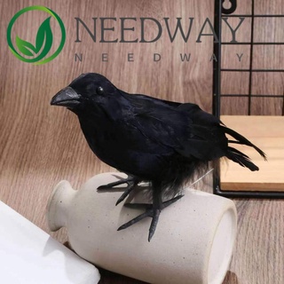 Needway โมเดลอีกาปลอม พลาสติก สีดํา สําหรับตกแต่งบ้าน งานเทศกาล