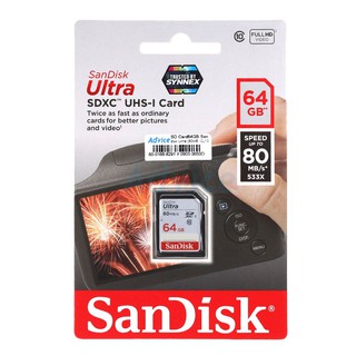 SD Card 64GB Sandisk Ultra (Class 10, 80MB/s.)