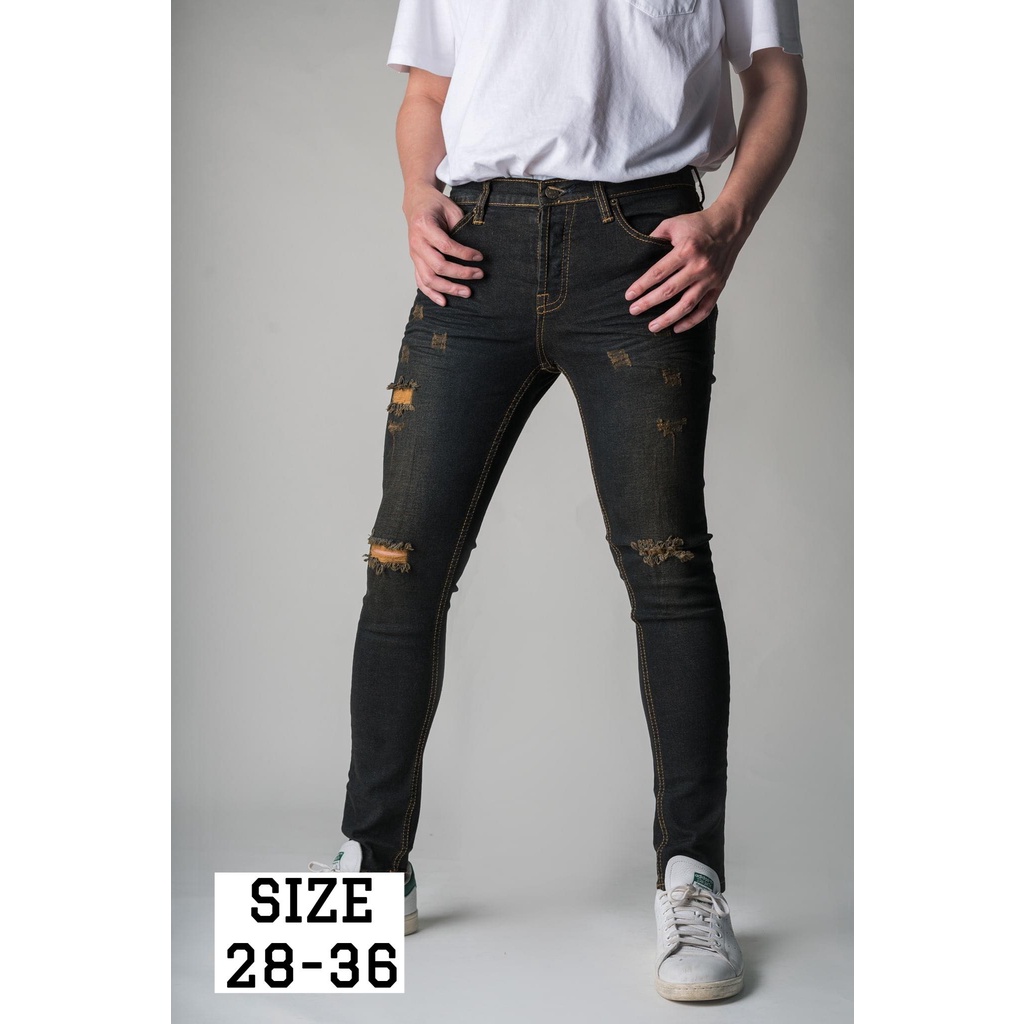 PANTSDEART ยีนส์ชายขาเดฟ ผ้ายืด รุ่นCH46 ฟอกสนิมแต่งขาด SIZE28-42 (มีชำระเงินปลายทาง)