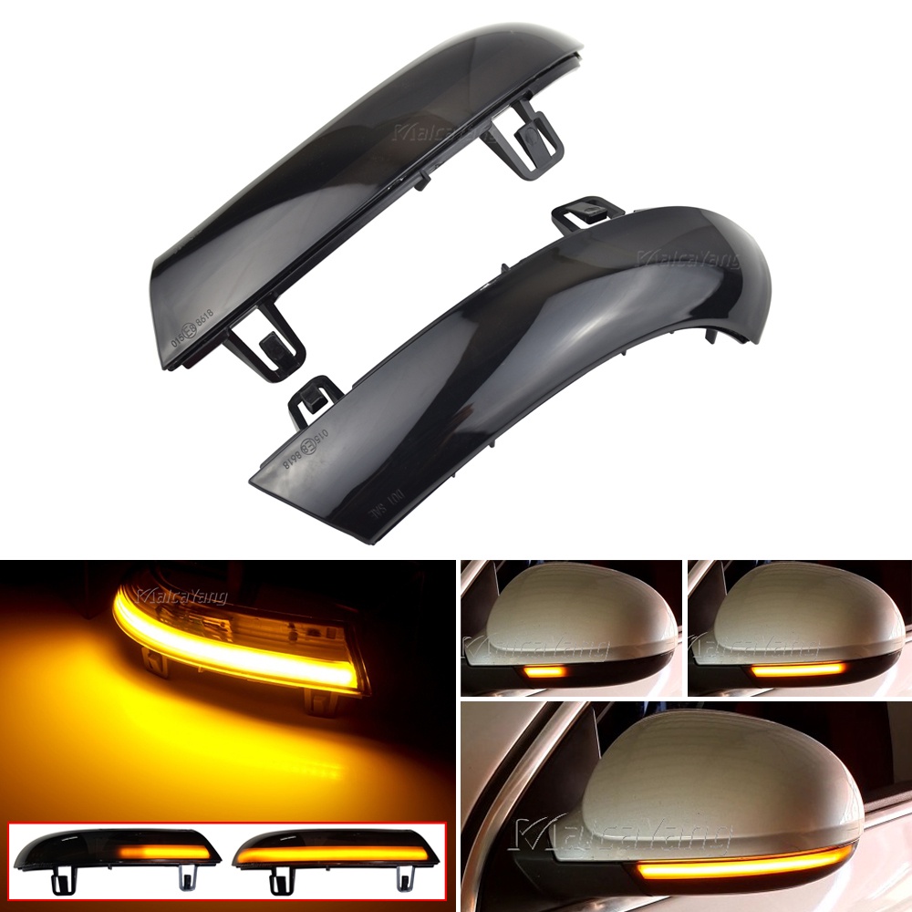 2x แบบไดนามิก Blinker ด้านข้างกระจกไฟเลี้ยว LED Arrow Light สำหรับ VW ...