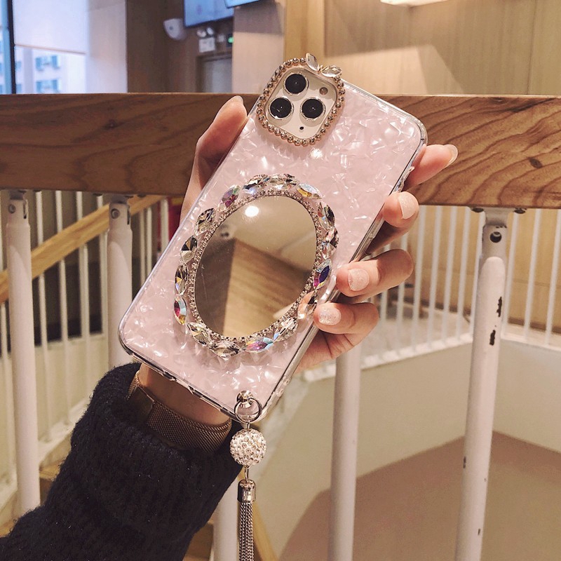 เคสโทรศัพท์ ชนิดซิลิโคน แบบนิ่ม แต่งคริสตัล กระจก สำหรับ Apple IPhone 16 pro max 15 Pro Max 13 Pro Max X XR XS MAX 11 12 pro max 14 pro max case