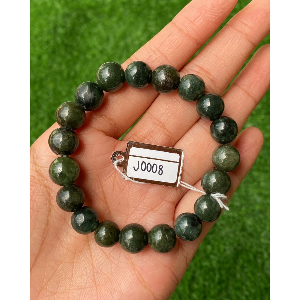 J0008 หยก พม่า แท้ Jade กำไล ประคำหยก (Jadeite Beads Bracelet) พม่า (Myanmar)