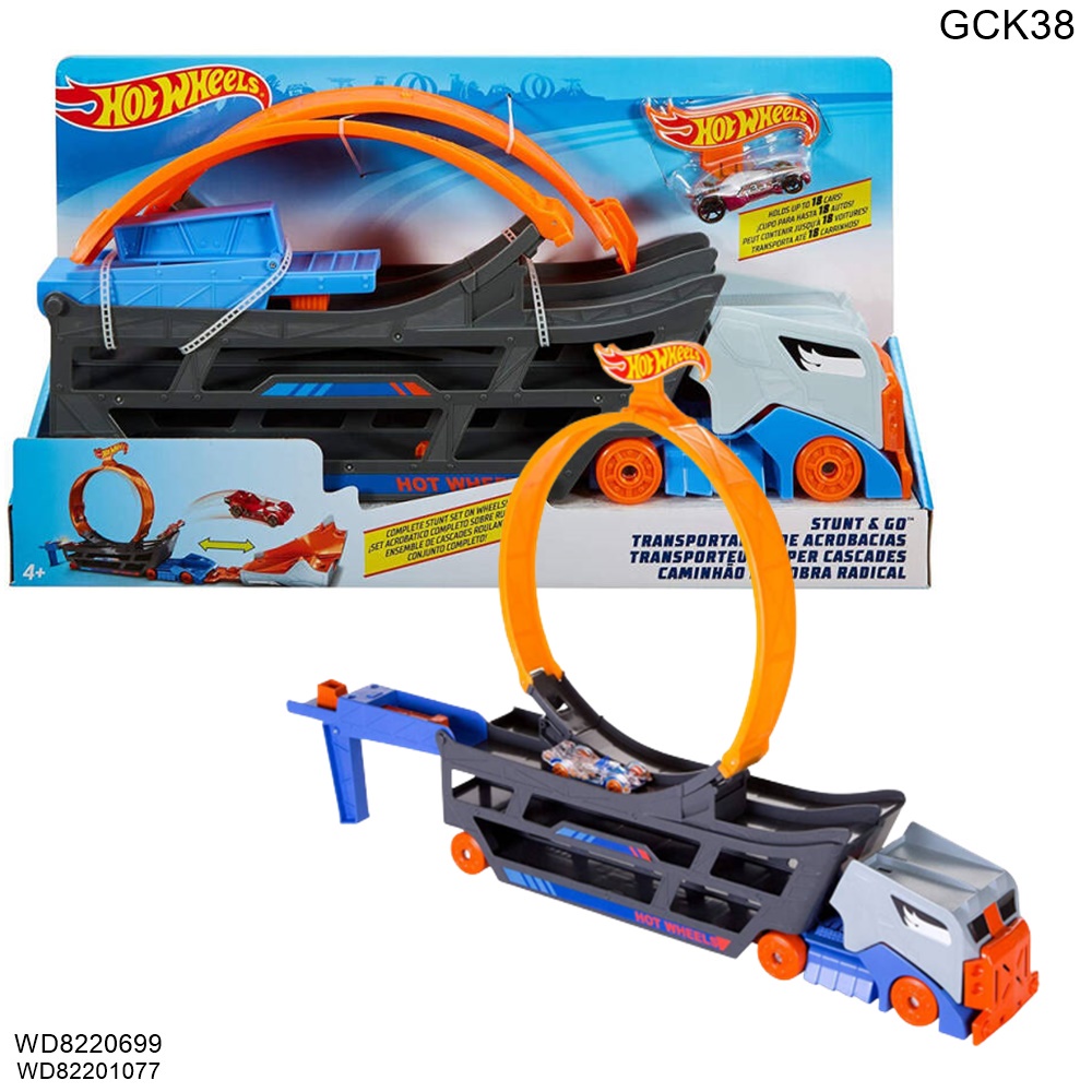 Hot Wheels Stunt and Go Transporter Truck รางรถ +แถมฟรีรถ1คัน Hot wheel ลิขสิทธิ์แท้ GCK38 ราง ชุดรา