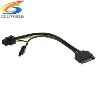 สายเคเบิ้ลพาวเวอร์ 15 Pin SATA Male to 8 Pin (6+2) PCI-e 8 นิ้ว สําหรับการ์ดจอ