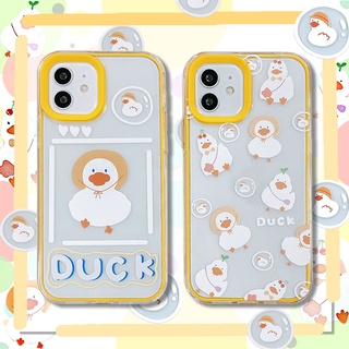 เคสโทรศัพท์มือถือหนา กันกระแทก ลายเป็ดสีเหลือง สําหรับ iphone 6 6s 7 8 plus XR 11 12 pro max 2 in 1 13