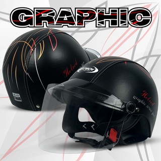 หมวกกันน็อค V-TECH Helmet รุ่น GRAPHIC 0561  แถมฟรี แผ่นบังลมนิรภัย PC (สำหรับผู้ใหญ่)